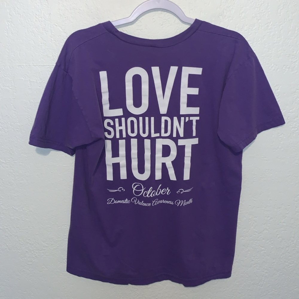 American Apparel Purple Alpha Chi Omega Domestic Violence Awareness Tee Large - Picture 11 of 12